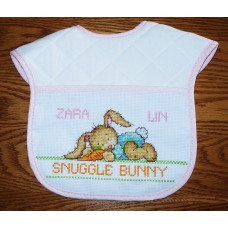 Personalized Cross-Stitch Baby Bib - Snuggle Bunny