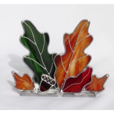 Oak Leaves Candle Holder - Olive & Rust