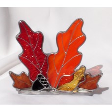 Oak Leaves Candle Holder, Red-Orange