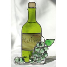 Wine Bottle - Grapes WINE Candle Holder, Green