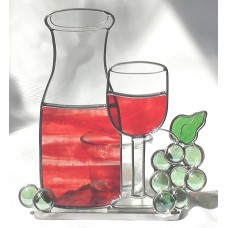 Stained Glass Wine Carafe Candle Holder, Burgundy