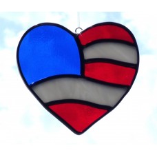 Flag Heart - USA Patriotic Suncatcher