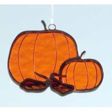 Stained Glass Mini Double Pumpkins Sun Catcher