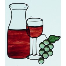 Wine Carafe with Glass and Grapes Suncatcher
