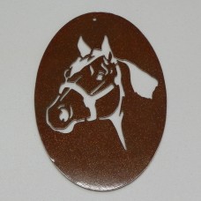 Horse Head in Oval Shaped Metal Design